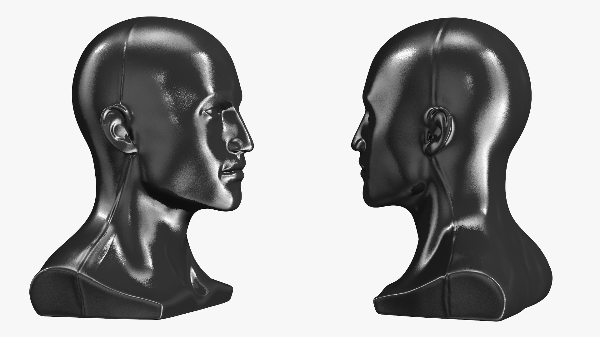 3D model Black Male Mannequin Head