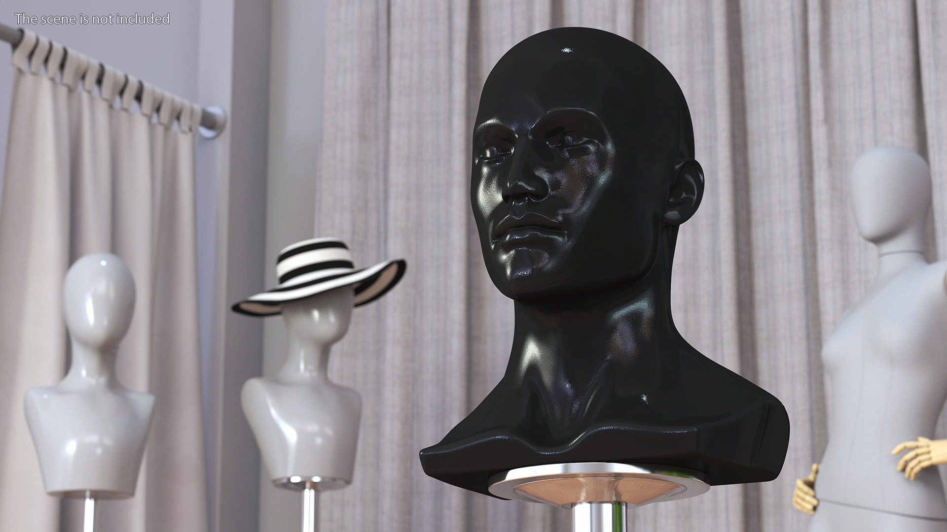 3D model Black Male Mannequin Head