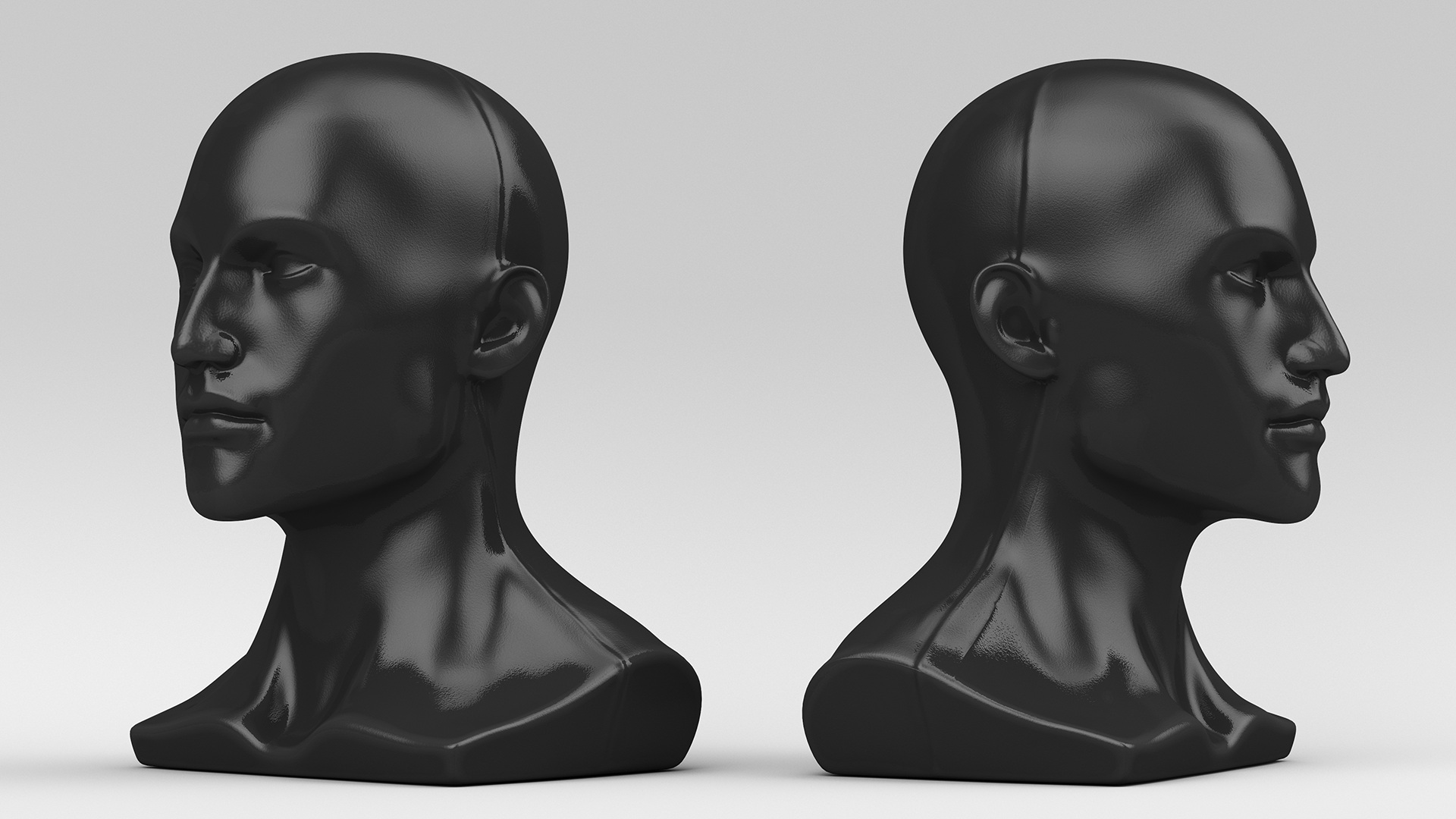 3D model Black Male Mannequin Head