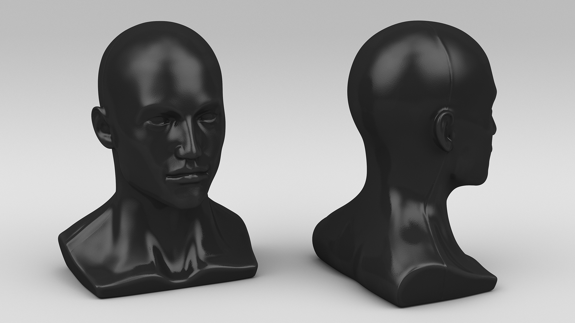 3D model Black Male Mannequin Head