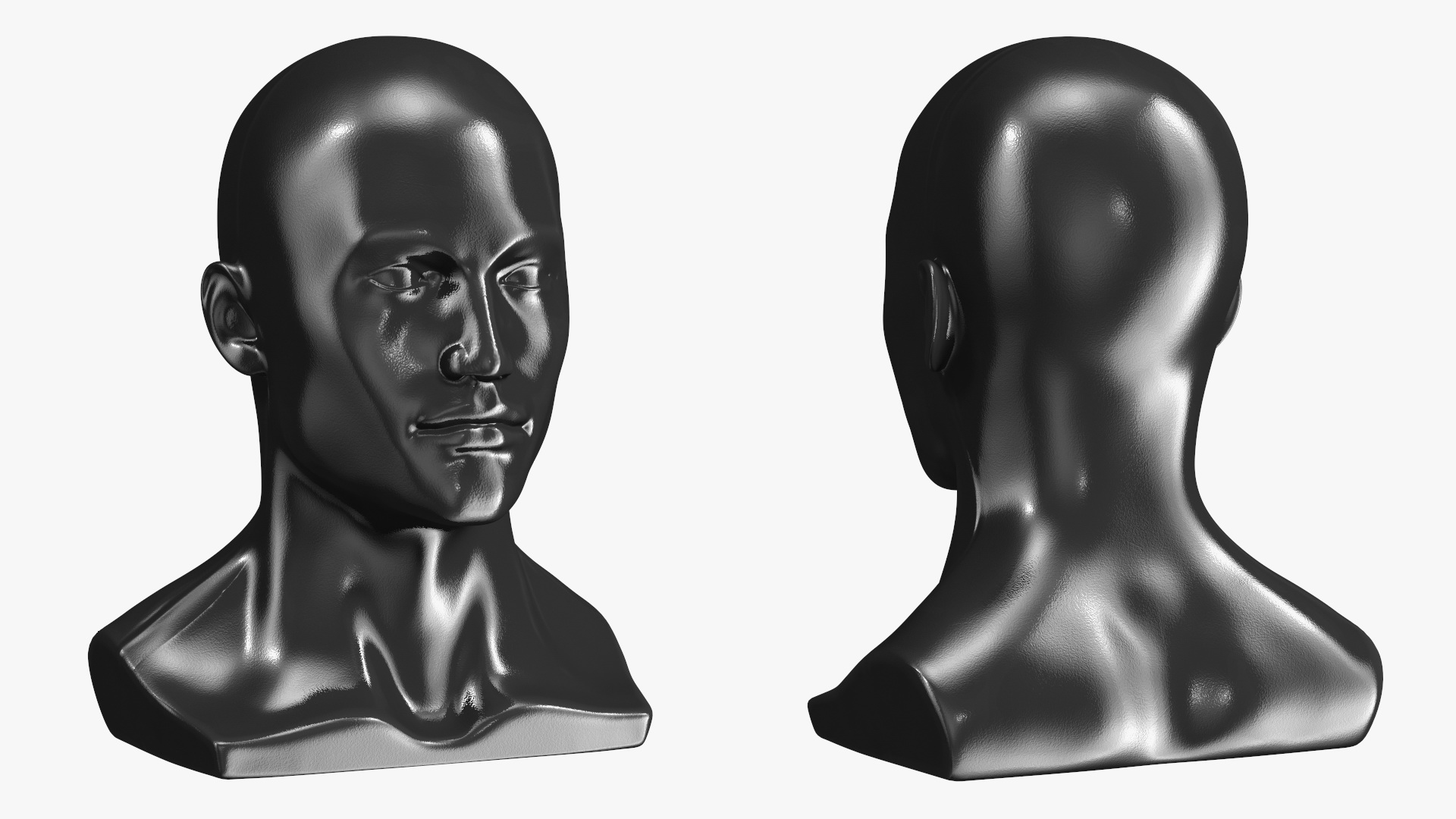 3D model Black Male Mannequin Head