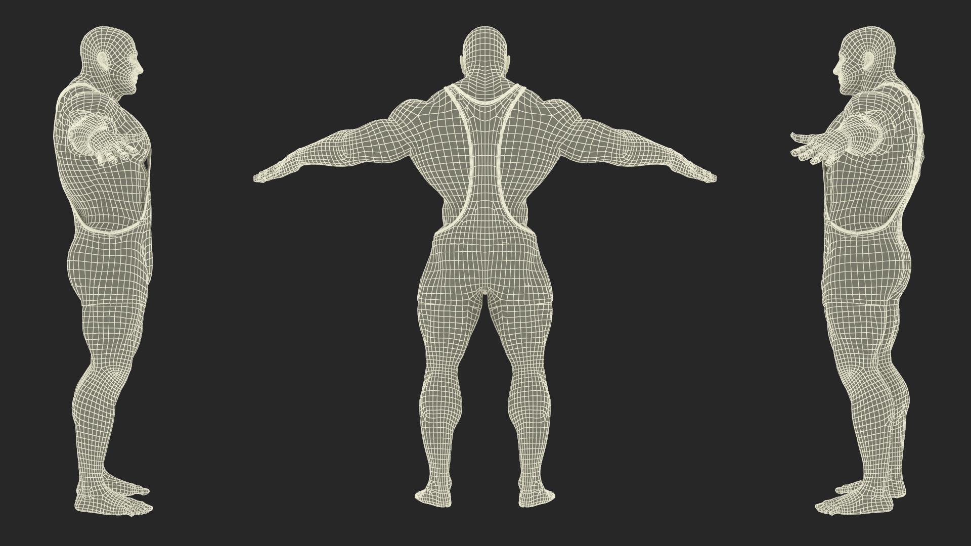 Bodybuilder in Blue Leotard Rigged 3D model