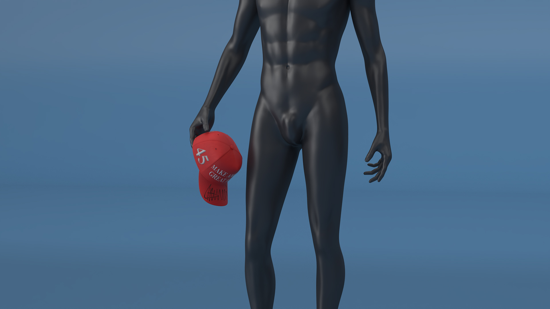 3D Male Mannequin Dark in MAGA Cap