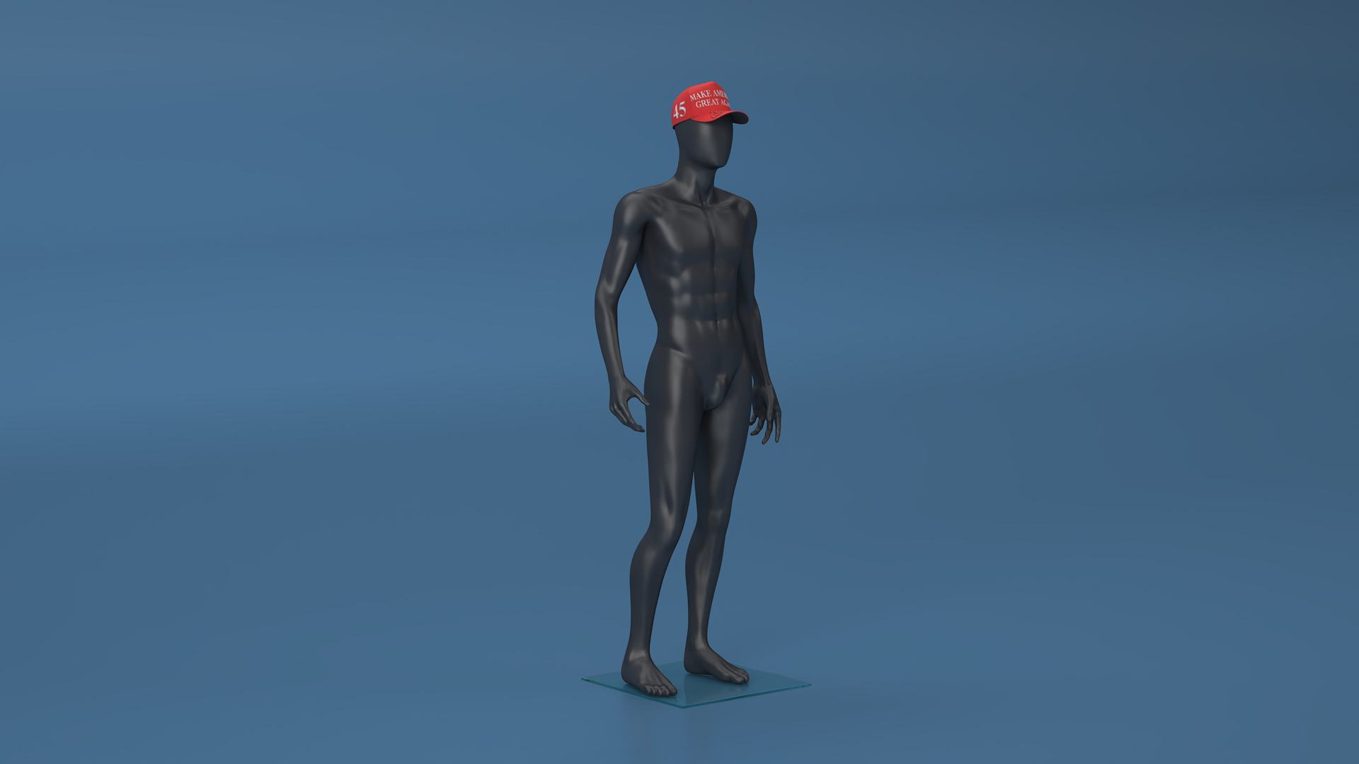 3D Male Mannequin Dark in MAGA Cap