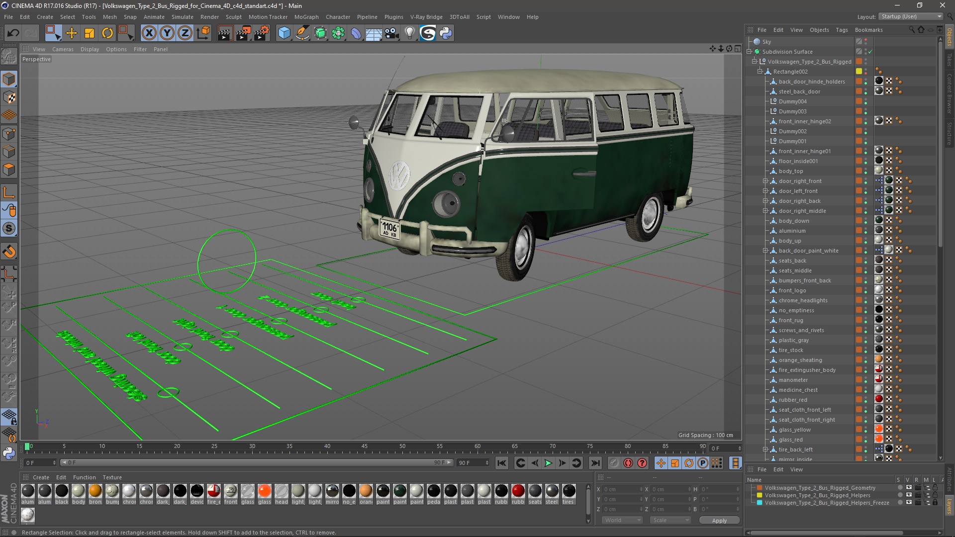 Volkswagen Type 2 Bus Rigged for Cinema 4D 3D