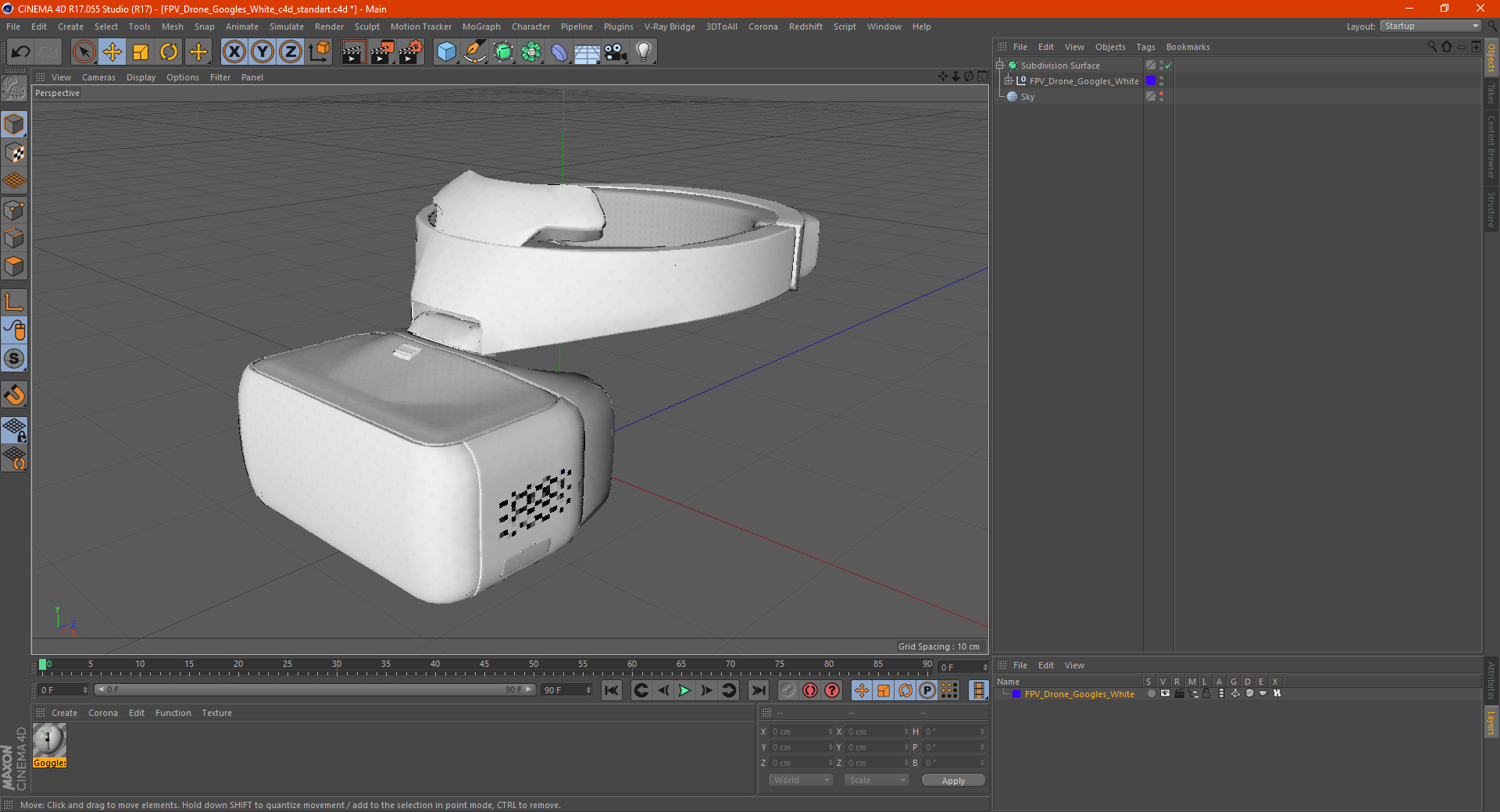 3D FPV Drone Googles White model