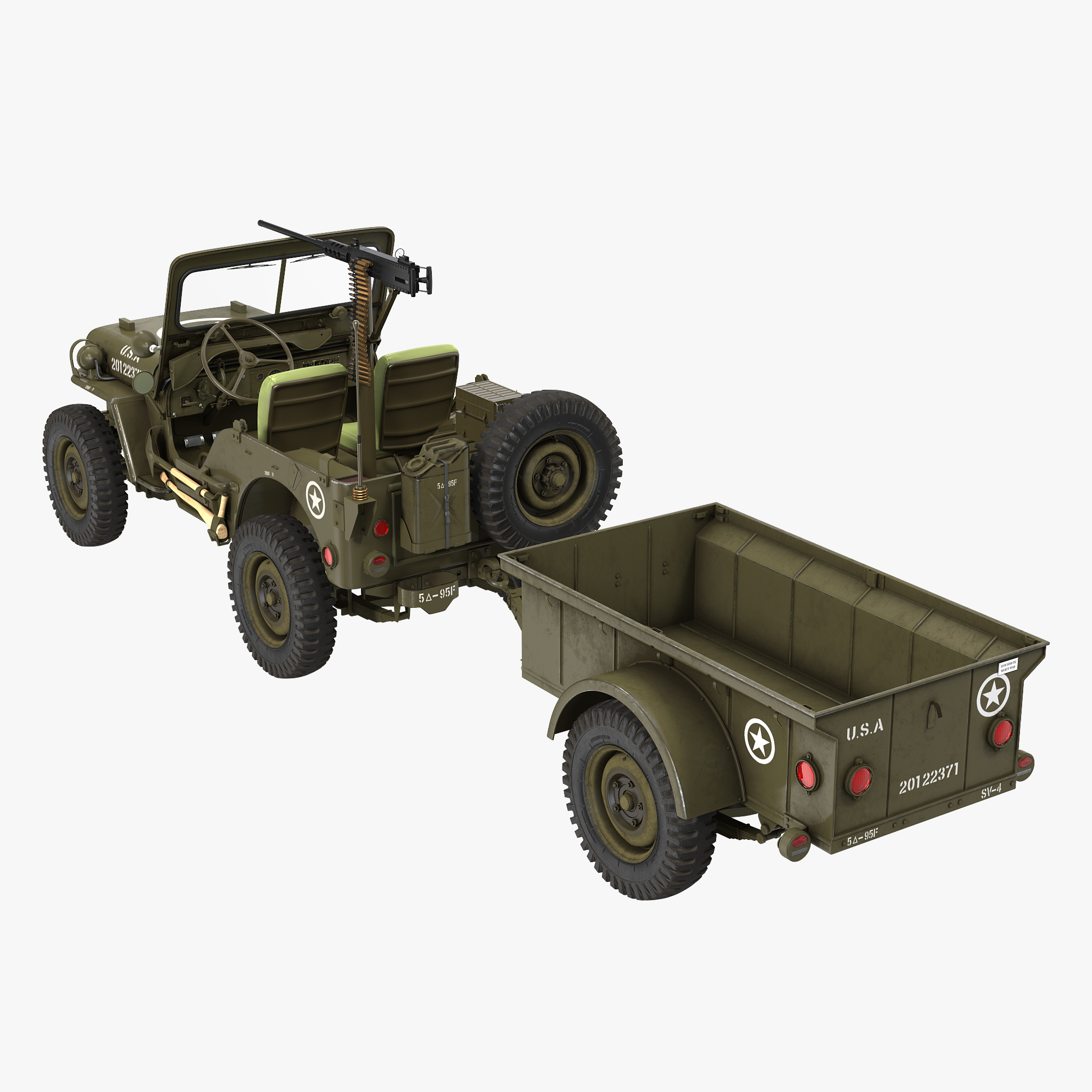 Willys Jeep MB 44 with Trailer, view 5