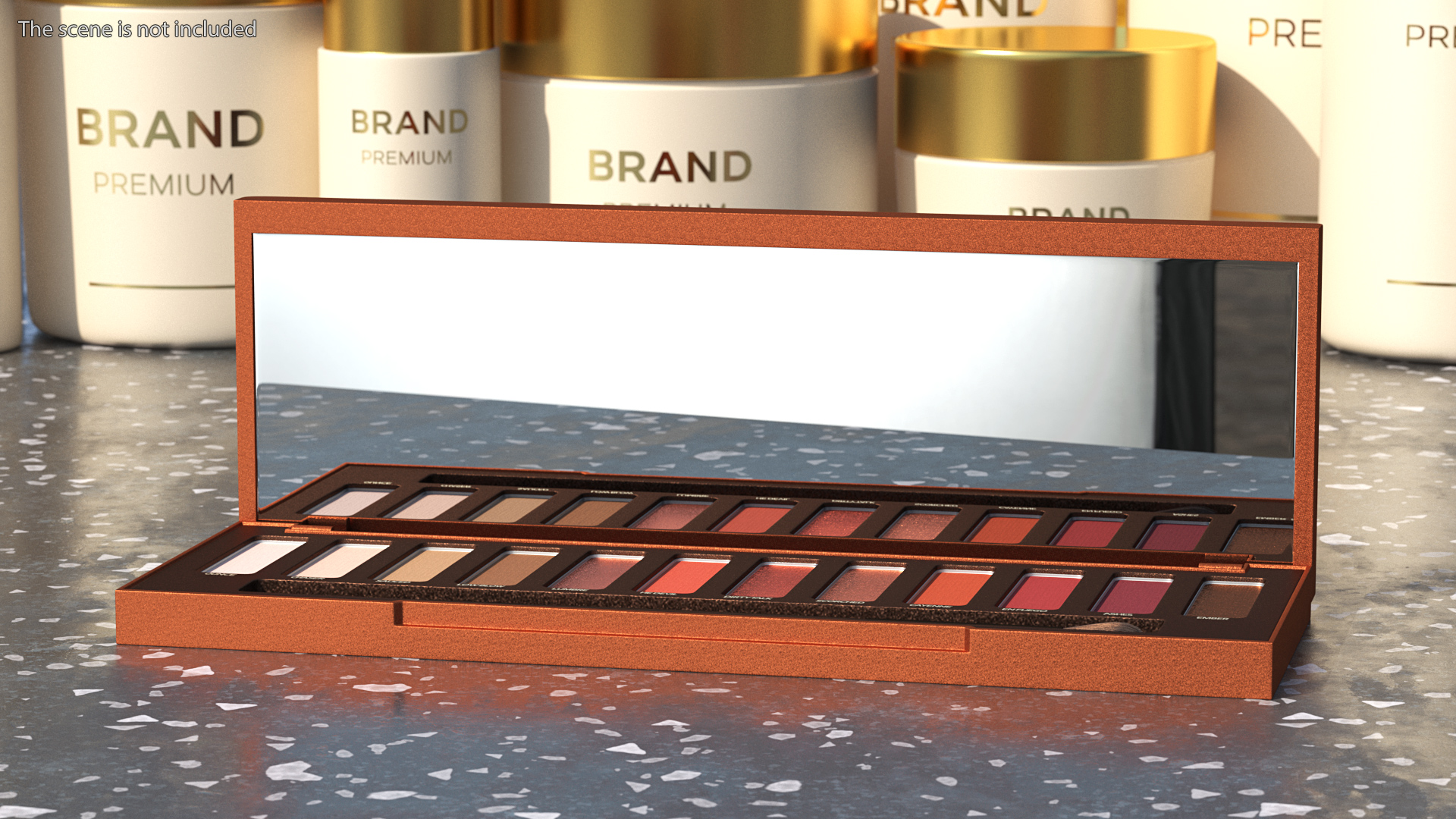 3D model Eyeshadow Makeup Palette with Mirror and Brush Fur