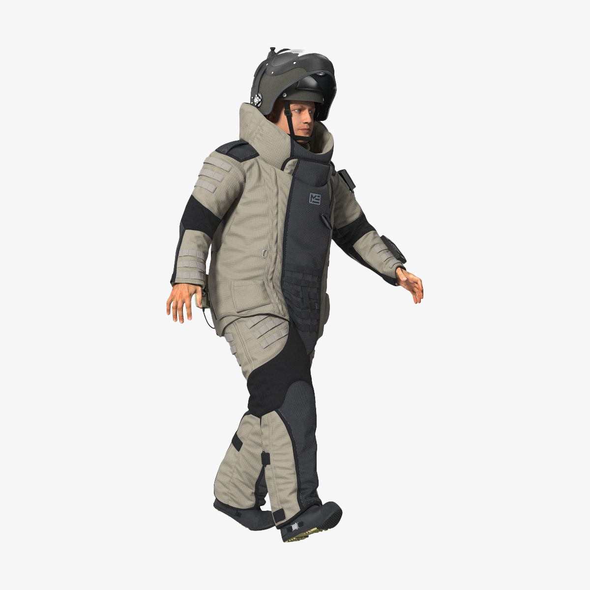 EOD 10 Bomb Suit Gray Rigged for Cinema 4D 3D