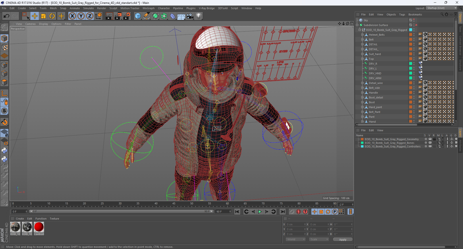 EOD 10 Bomb Suit Gray Rigged for Cinema 4D 3D