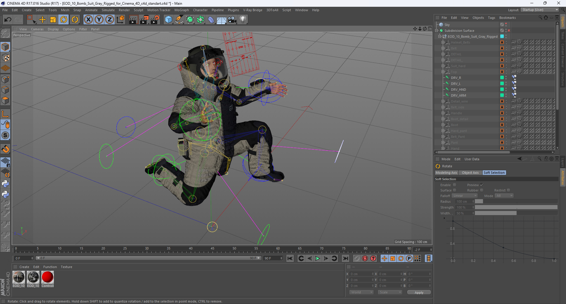 EOD 10 Bomb Suit Gray Rigged for Cinema 4D 3D