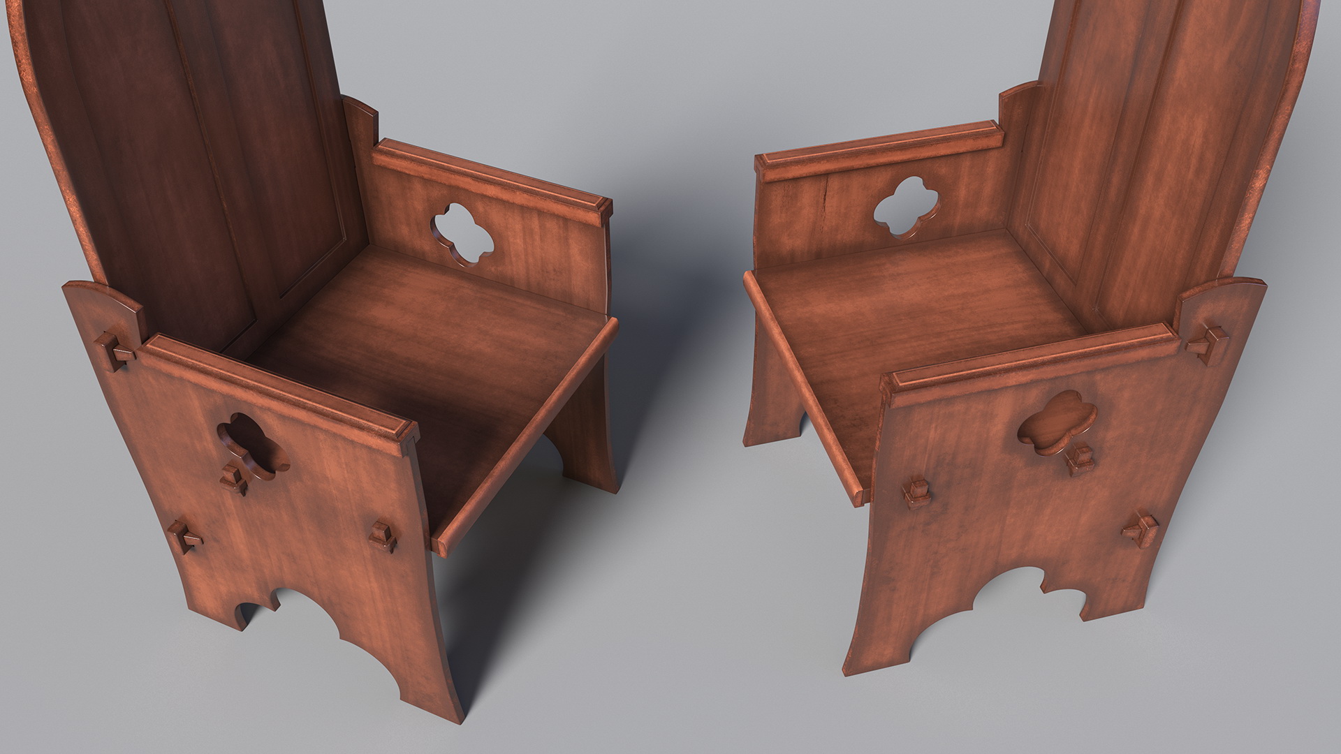 3D Carved Medieval Gothic Style Arched Back Chair