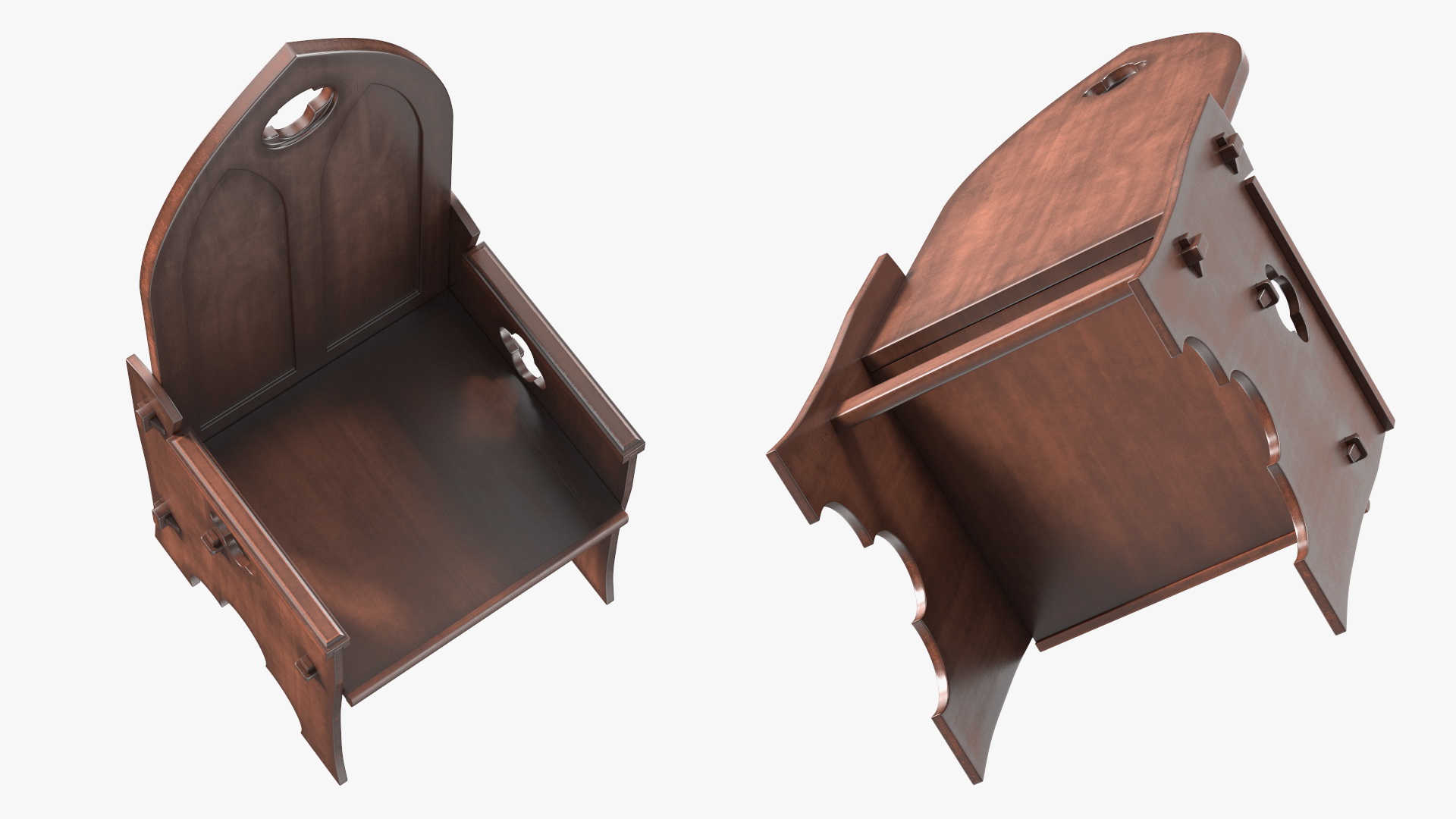 3D Carved Medieval Gothic Style Arched Back Chair