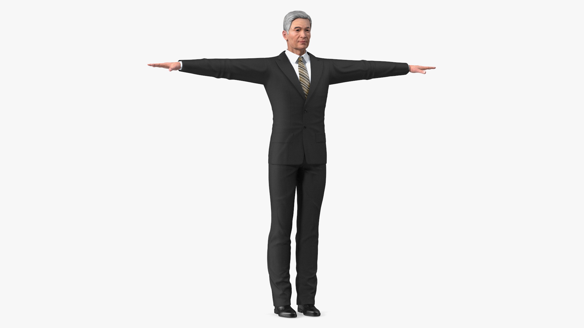 Asian Older Man Formal Wear T-Pose 3D model