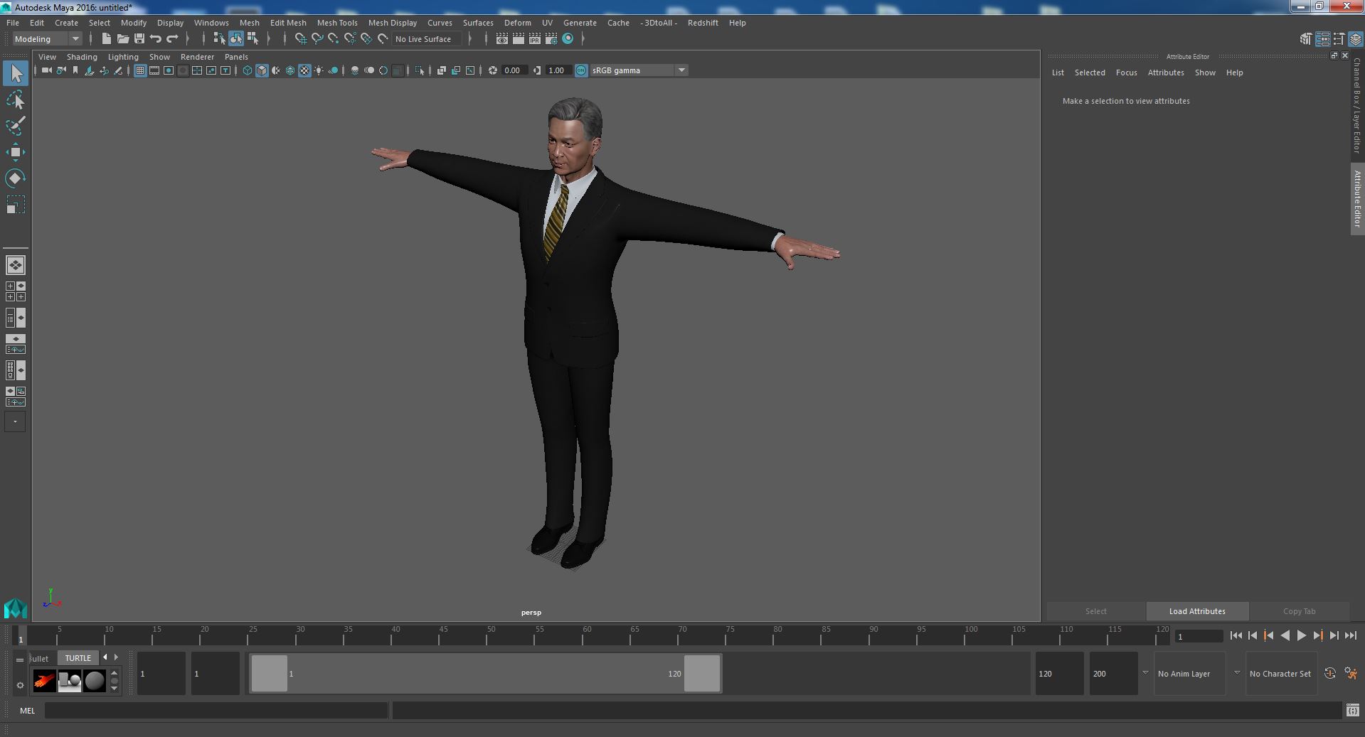 Asian Older Man Formal Wear T-Pose 3D model