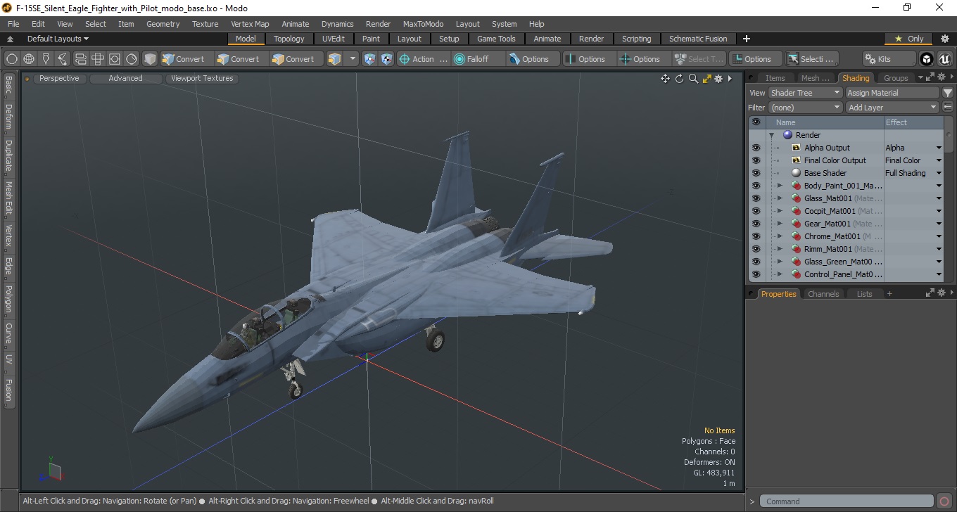 3D F-15SE Silent Eagle Fighter with Pilot model
