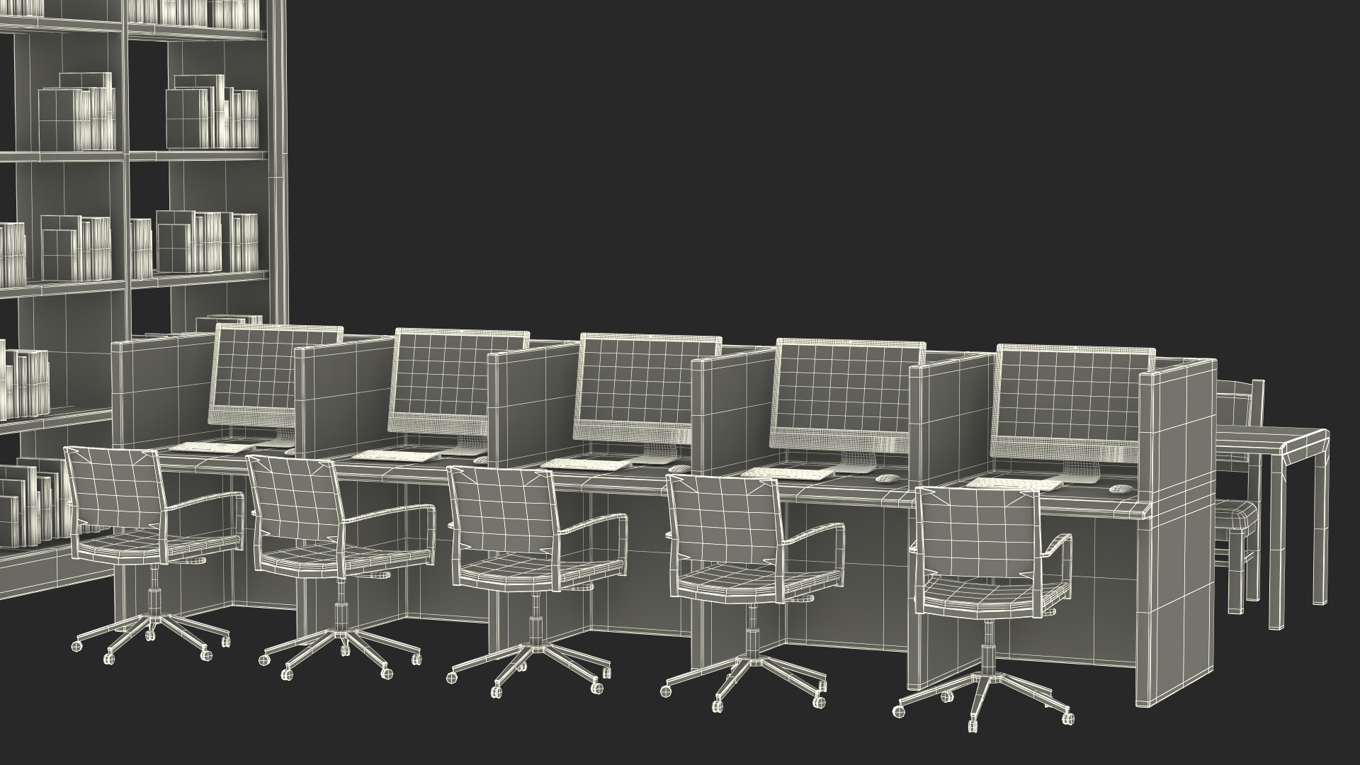 3D Library Furniture Set