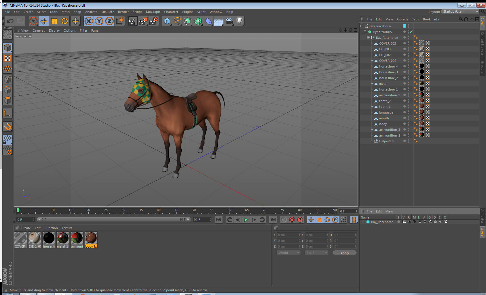3D Bay Racehorse model