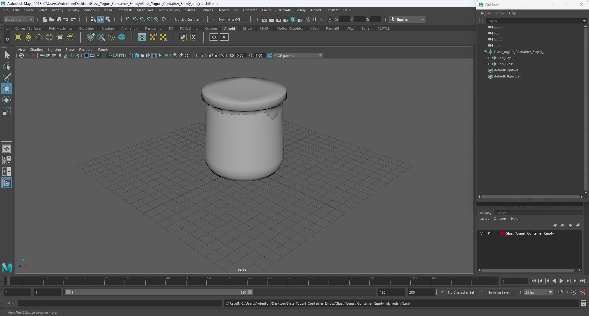 3D Glass Yogurt Container Empty model