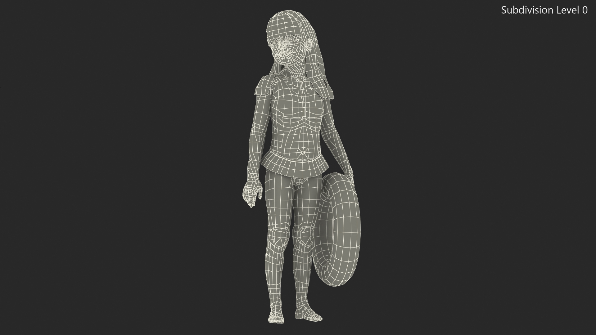 3D Child Girl Holding Swim Ring model