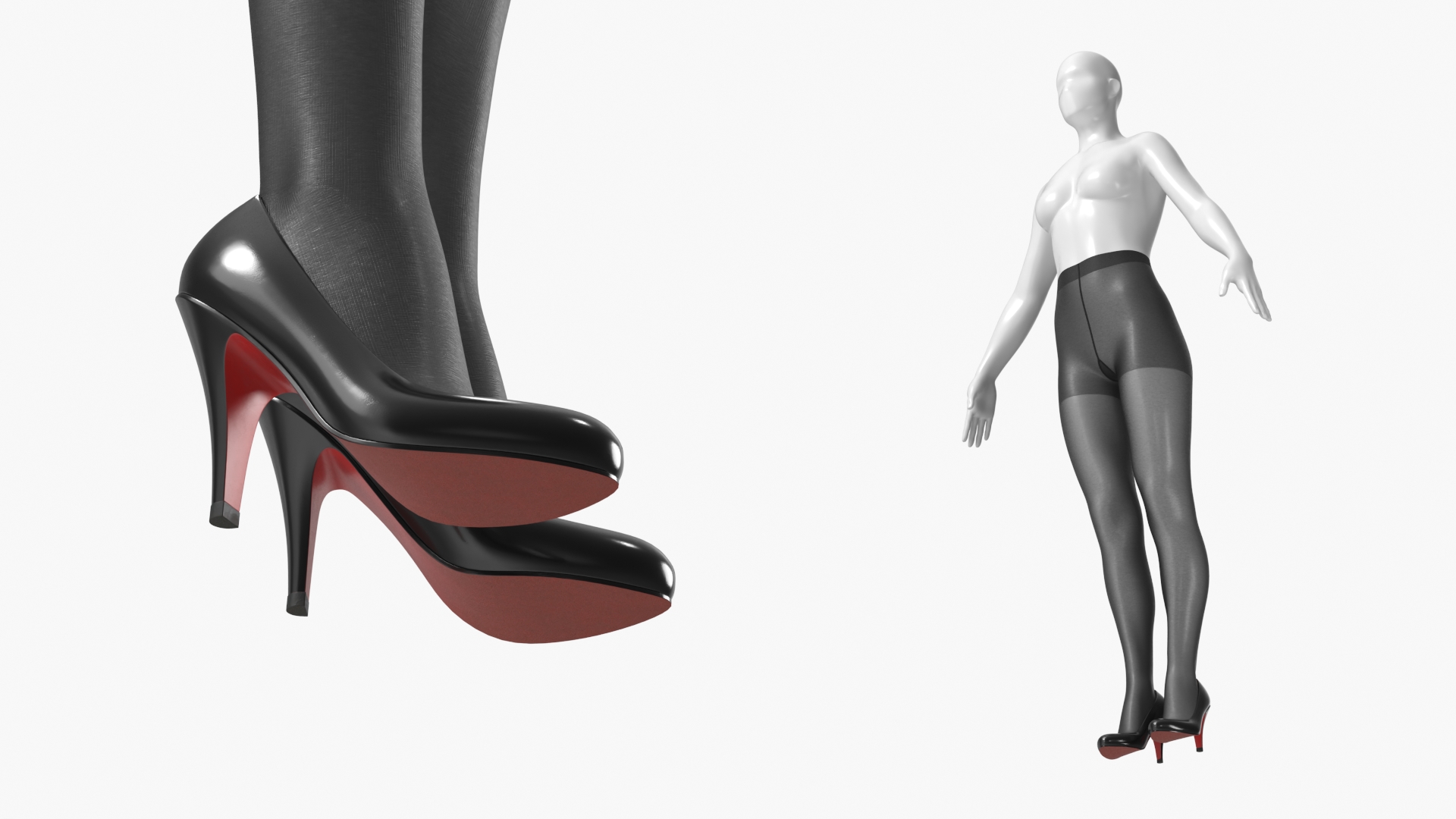 Womens Sheer Tights with Pumps on Mannequin Black - view 8