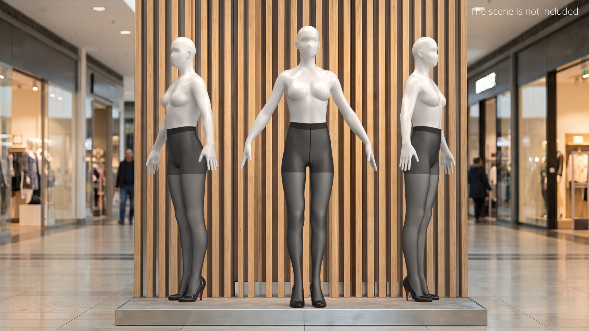 Womens Sheer Tights with Pumps on Mannequin Black - view 3