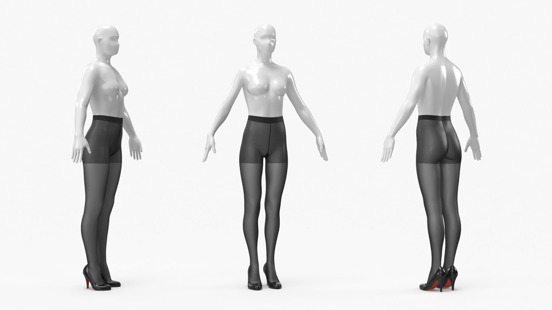 Womens Sheer Tights with Pumps on Mannequin Black - view 2