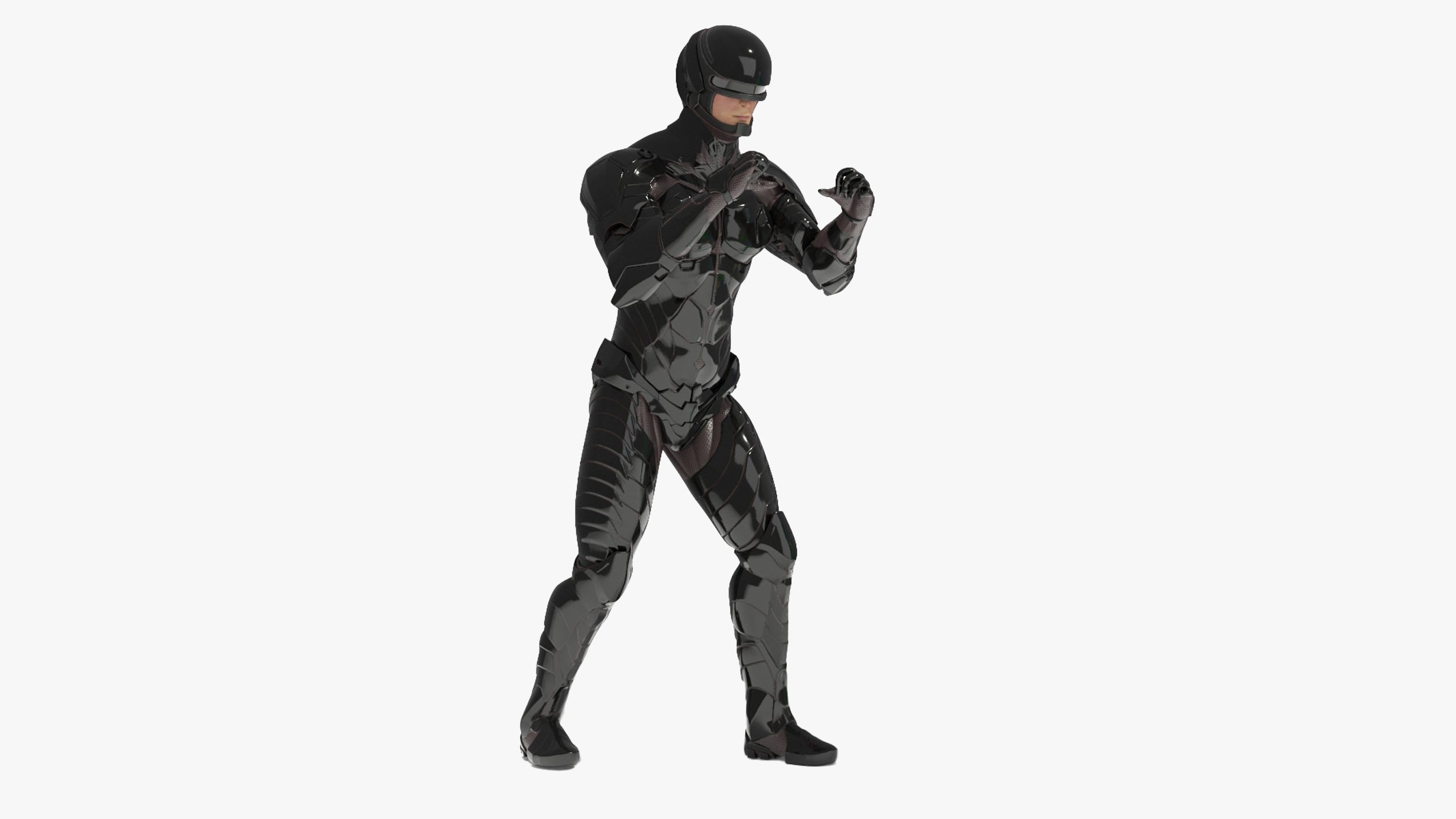 Space Soldier in Black Armor Rigged for Maya 3D model