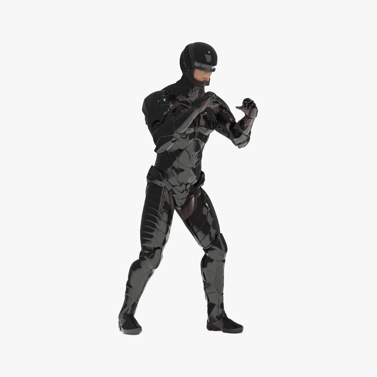 Space Soldier in Black Armor Rigged for Maya 3D model