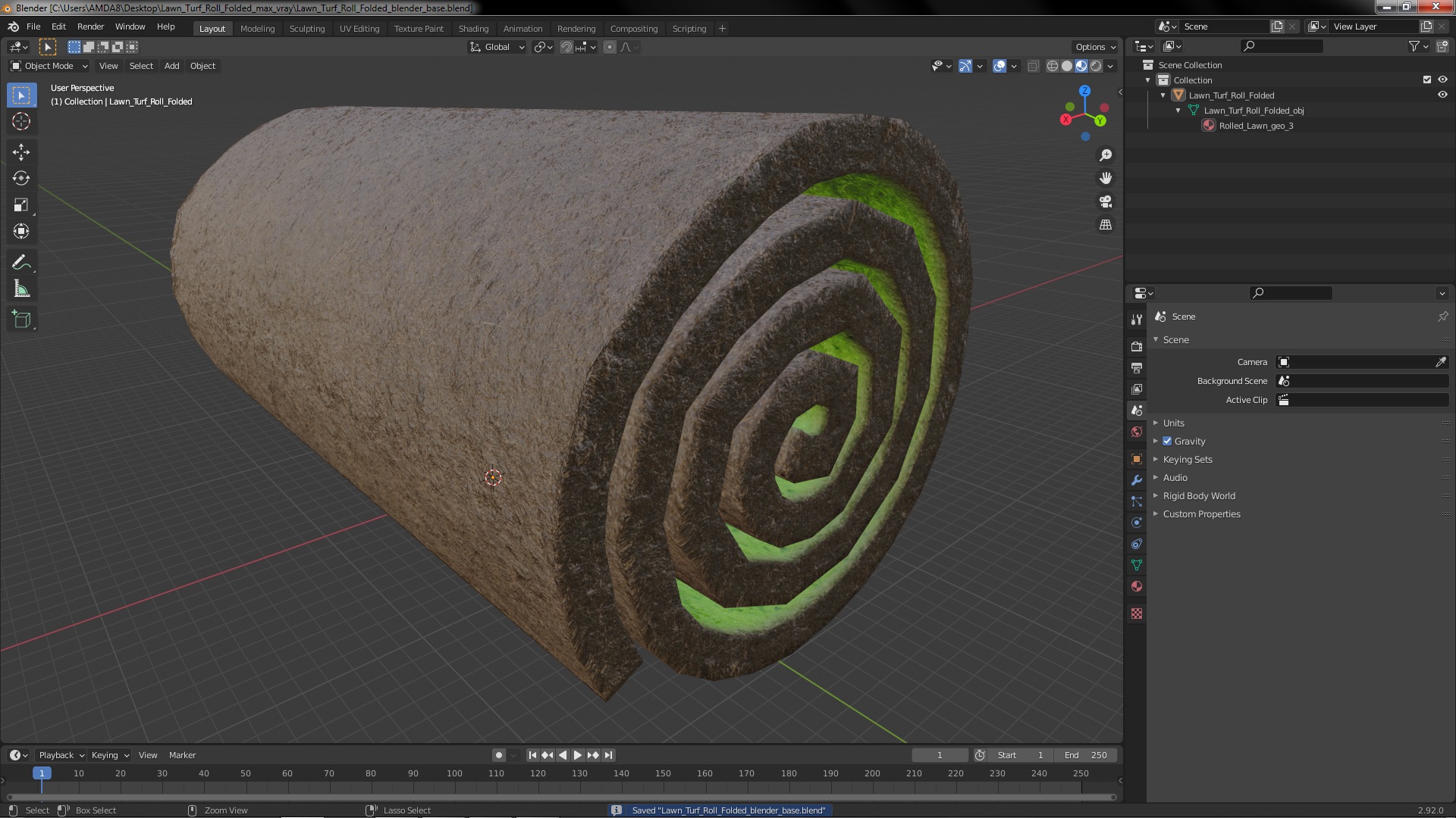 3D Lawn Turf Roll Folded