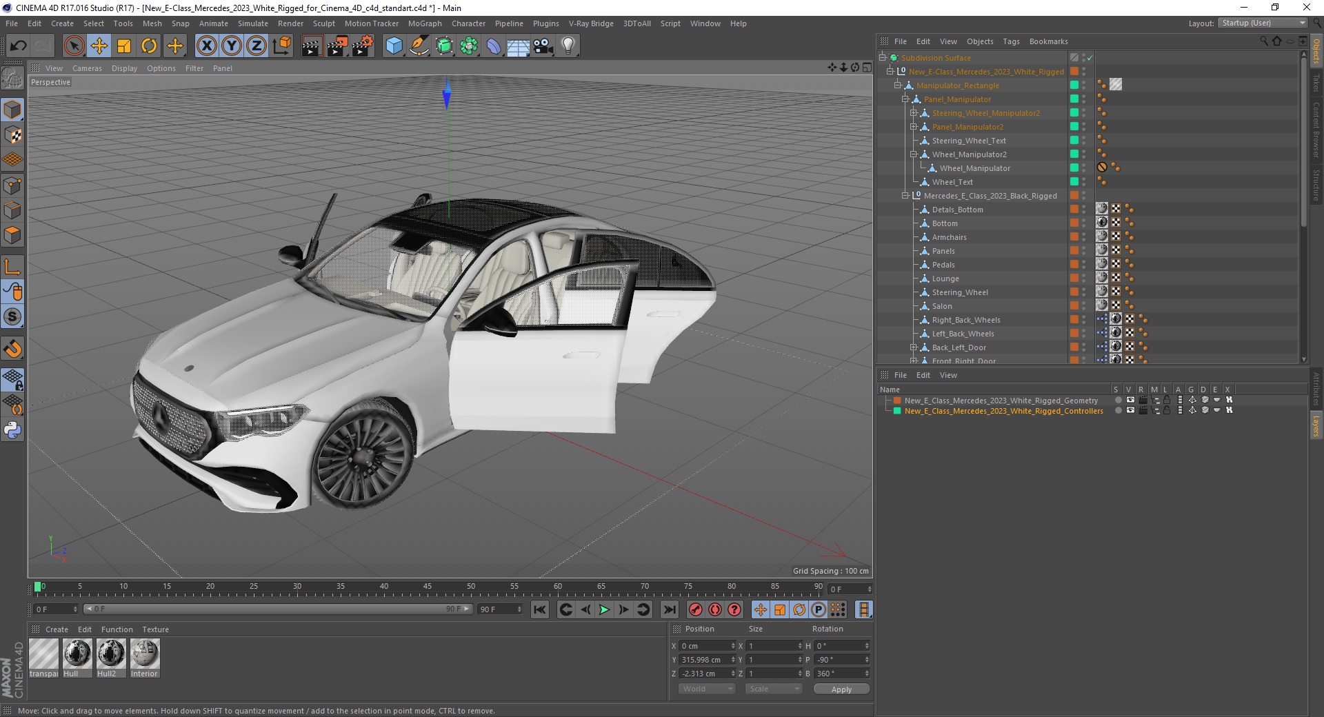 New E-Class Mercedes 2023 White Rigged for Cinema 4D 3D