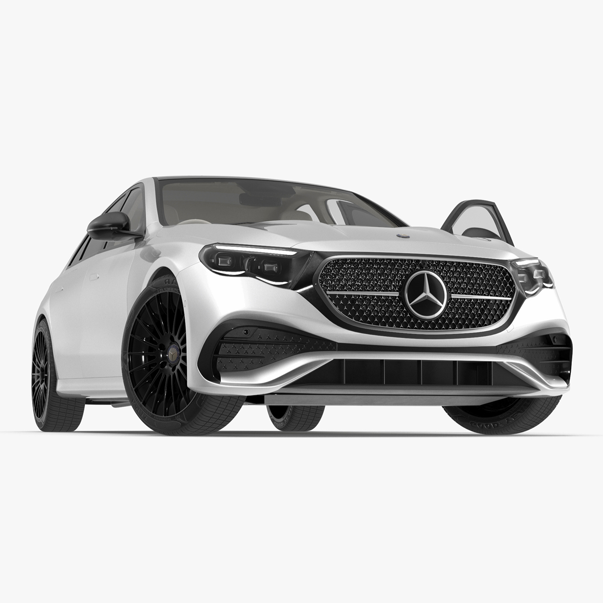New E-Class Mercedes 2023 White Rigged for Cinema 4D 3D