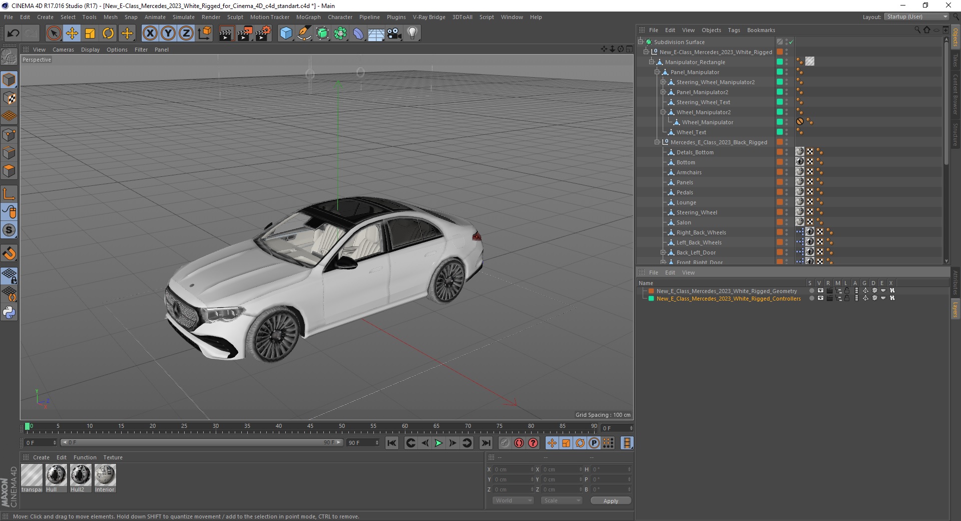 New E-Class Mercedes 2023 White Rigged for Cinema 4D 3D
