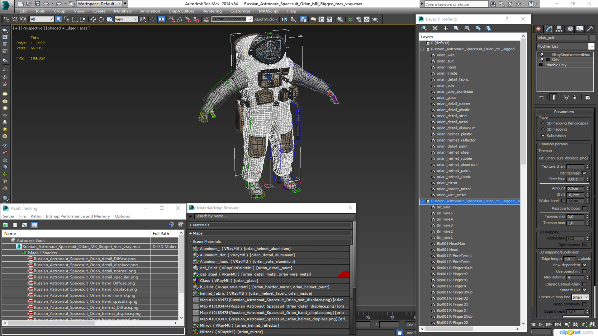 Russian Astronaut Spacesuit Orlan MK Rigged for Maya 3D