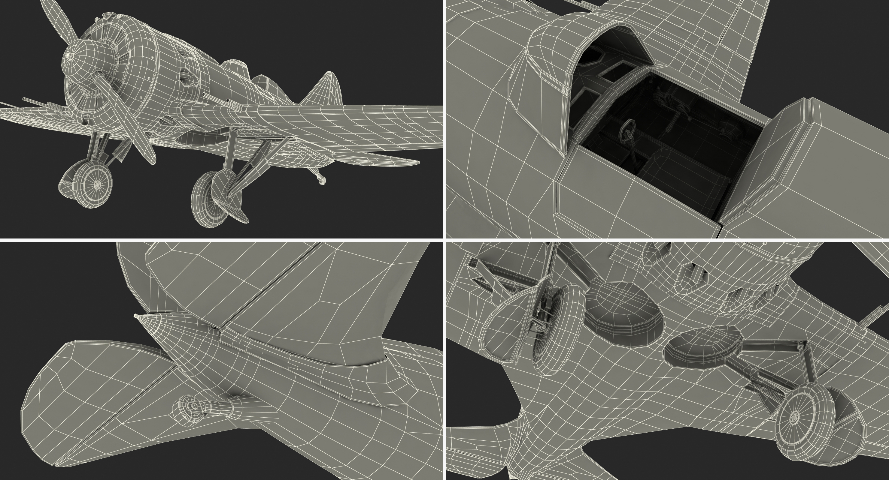 3D Soviet WWII Fighter Aircraft Polikarpov I 16 Rigged