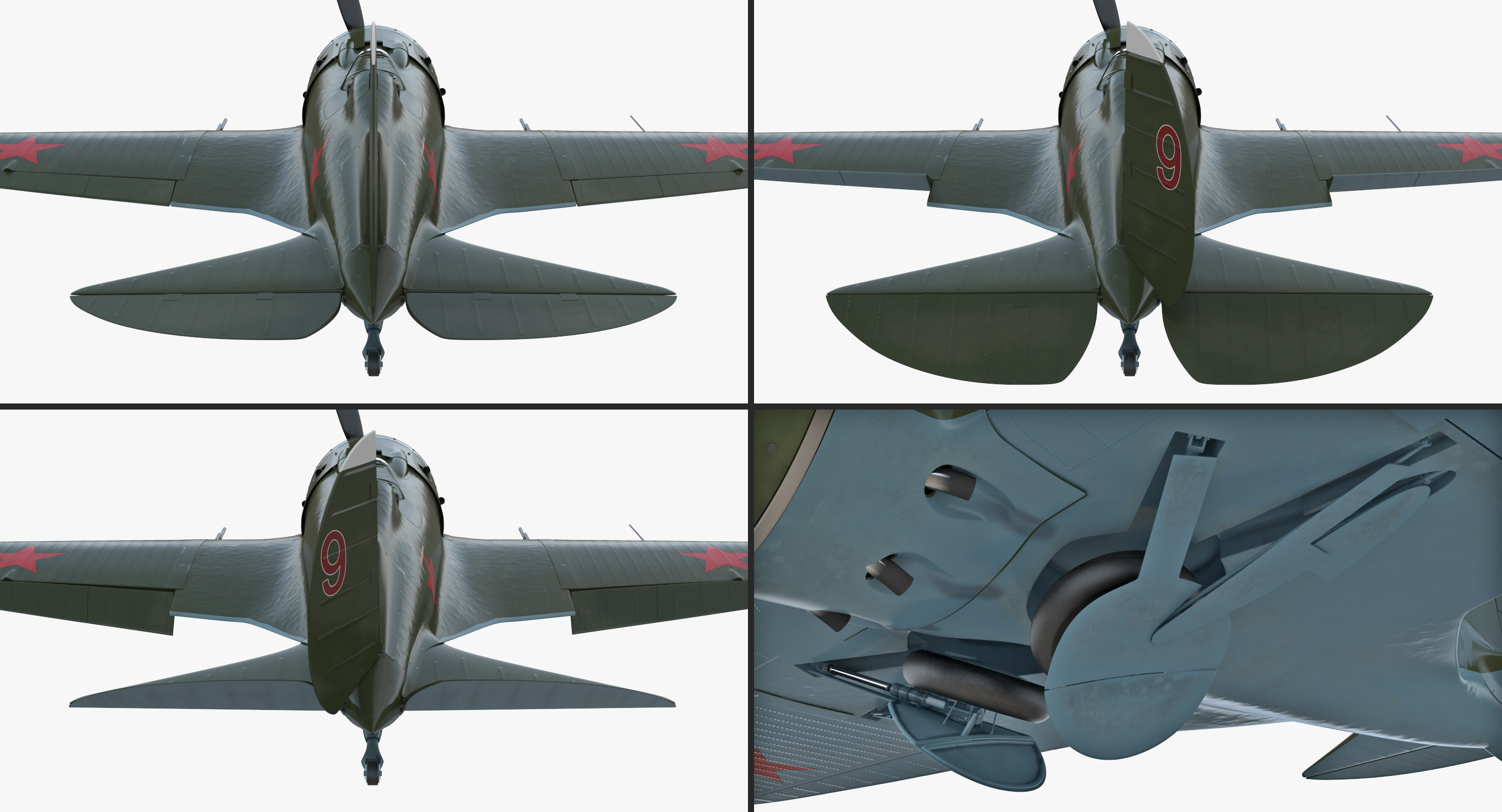 3D Soviet WWII Fighter Aircraft Polikarpov I 16 Rigged