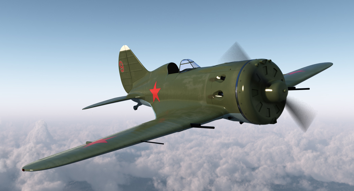 3D Soviet WWII Fighter Aircraft Polikarpov I 16 Rigged