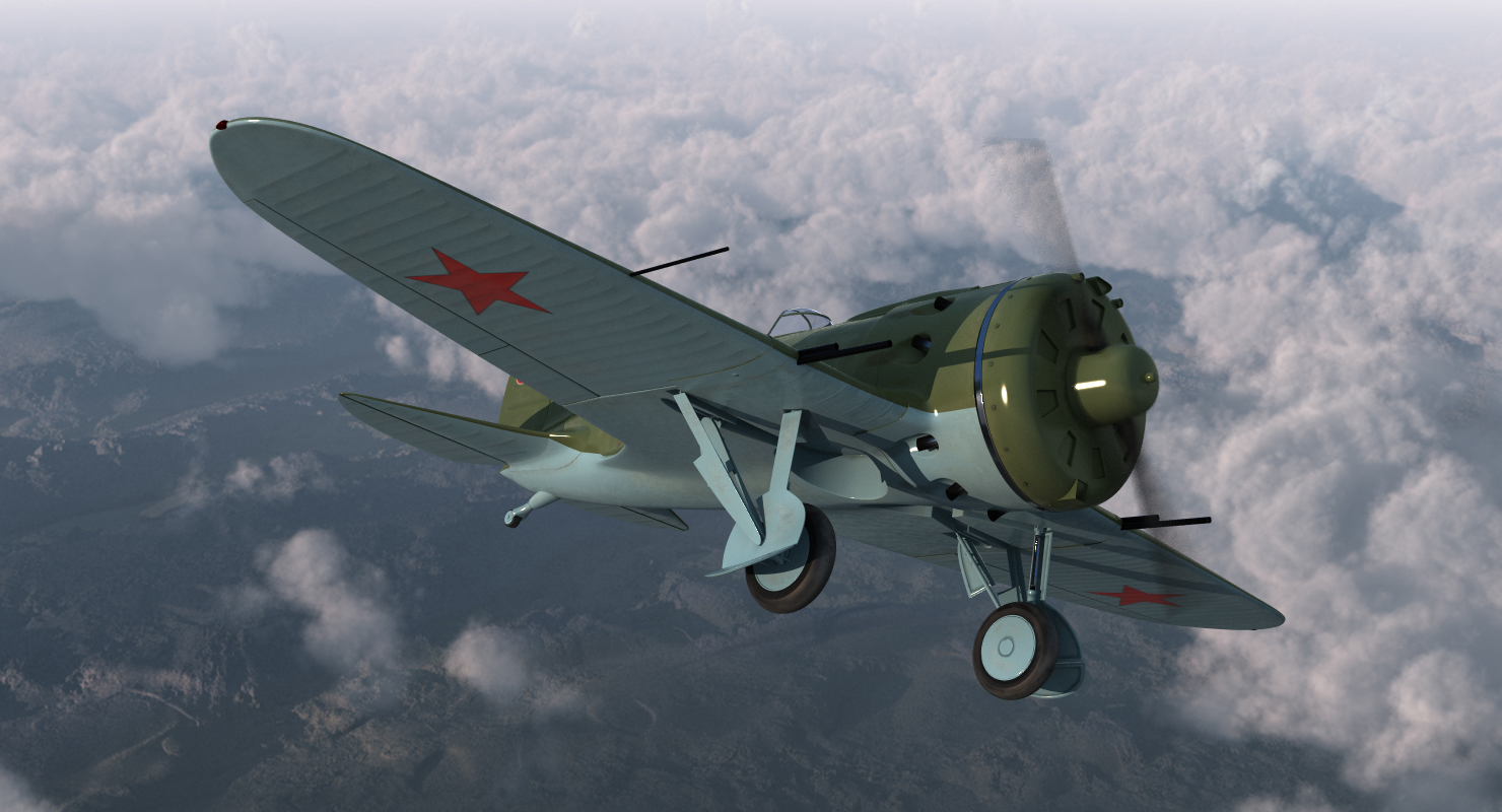 3D Soviet WWII Fighter Aircraft Polikarpov I 16 Rigged