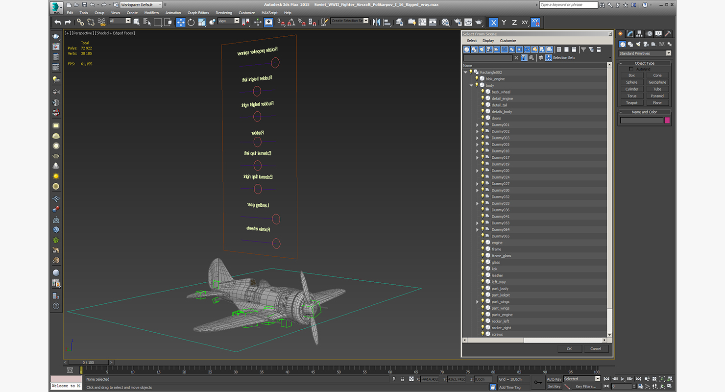3D Soviet WWII Fighter Aircraft Polikarpov I 16 Rigged