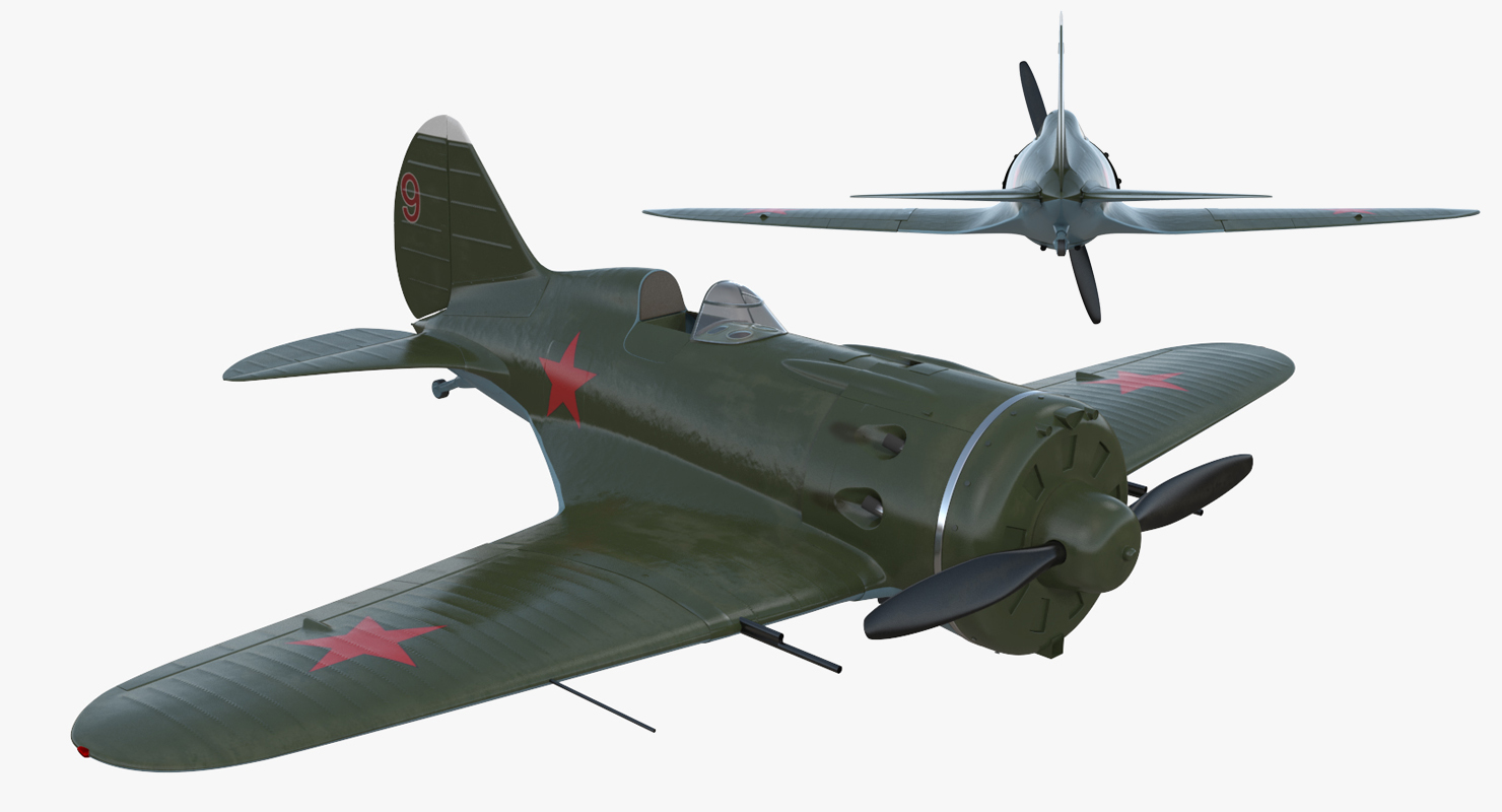 3D Soviet WWII Fighter Aircraft Polikarpov I 16 Rigged