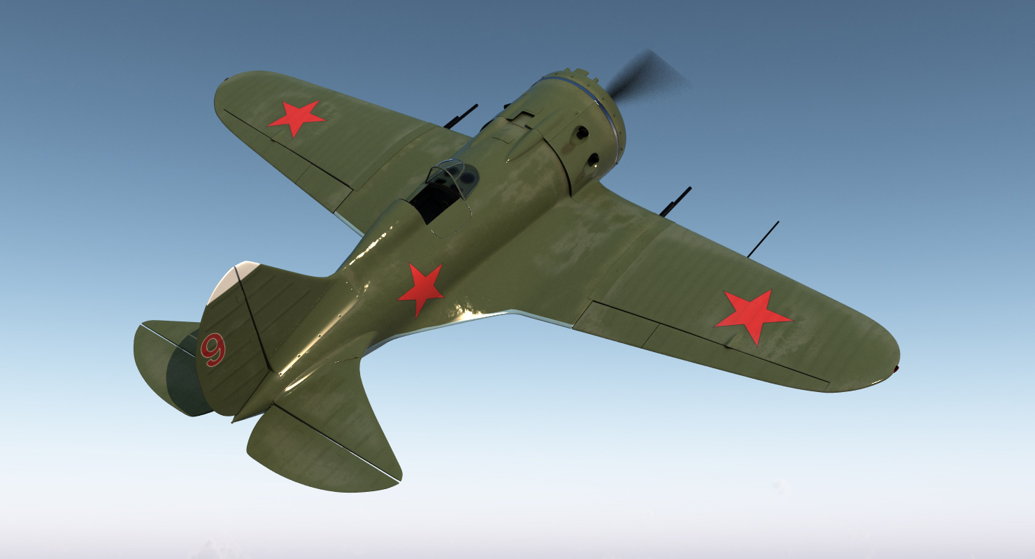 3D Soviet WWII Fighter Aircraft Polikarpov I 16 Rigged