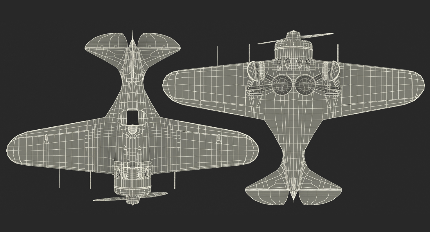 3D Soviet WWII Fighter Aircraft Polikarpov I 16 Rigged