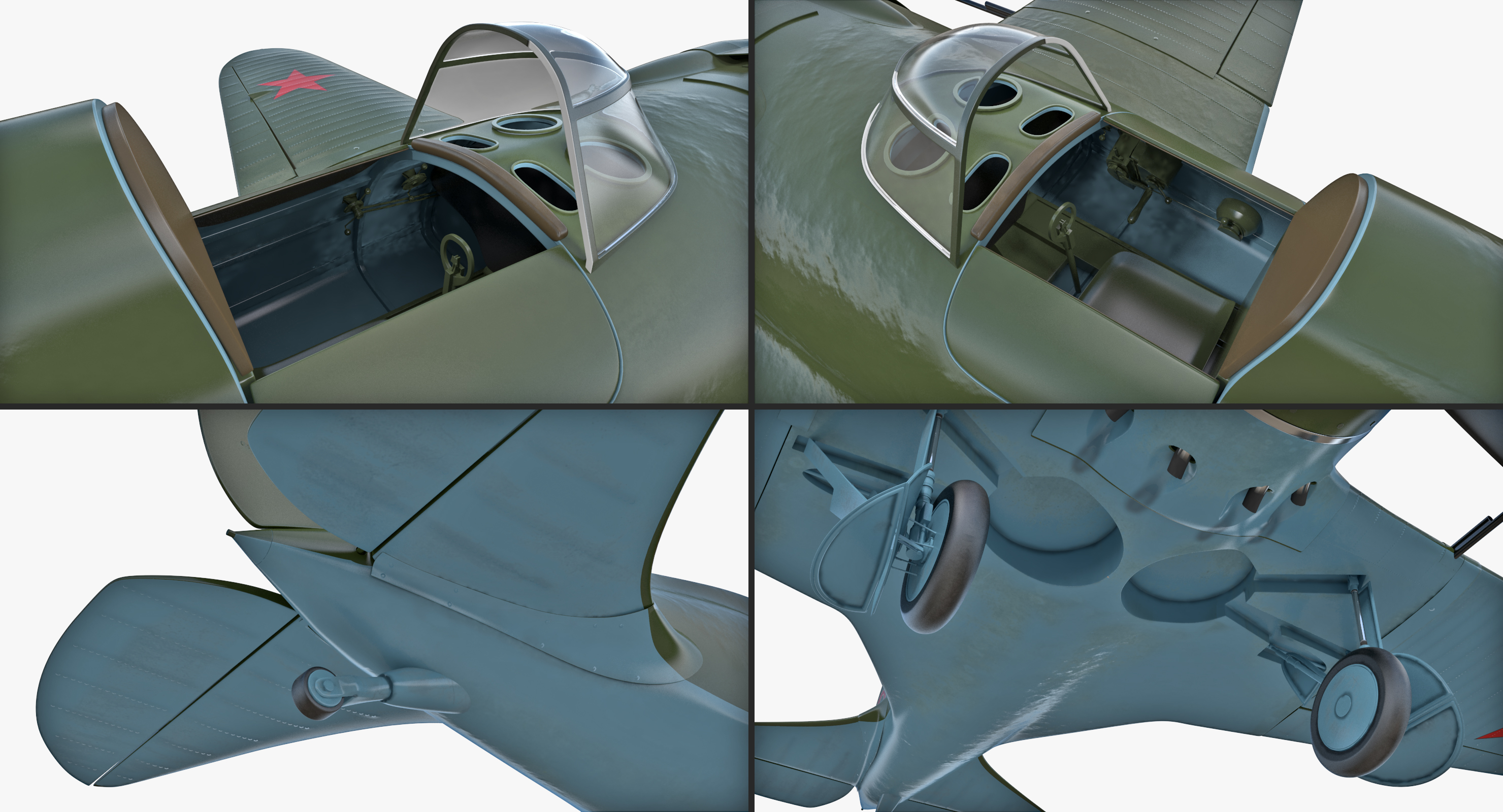 3D Soviet WWII Fighter Aircraft Polikarpov I 16 Rigged