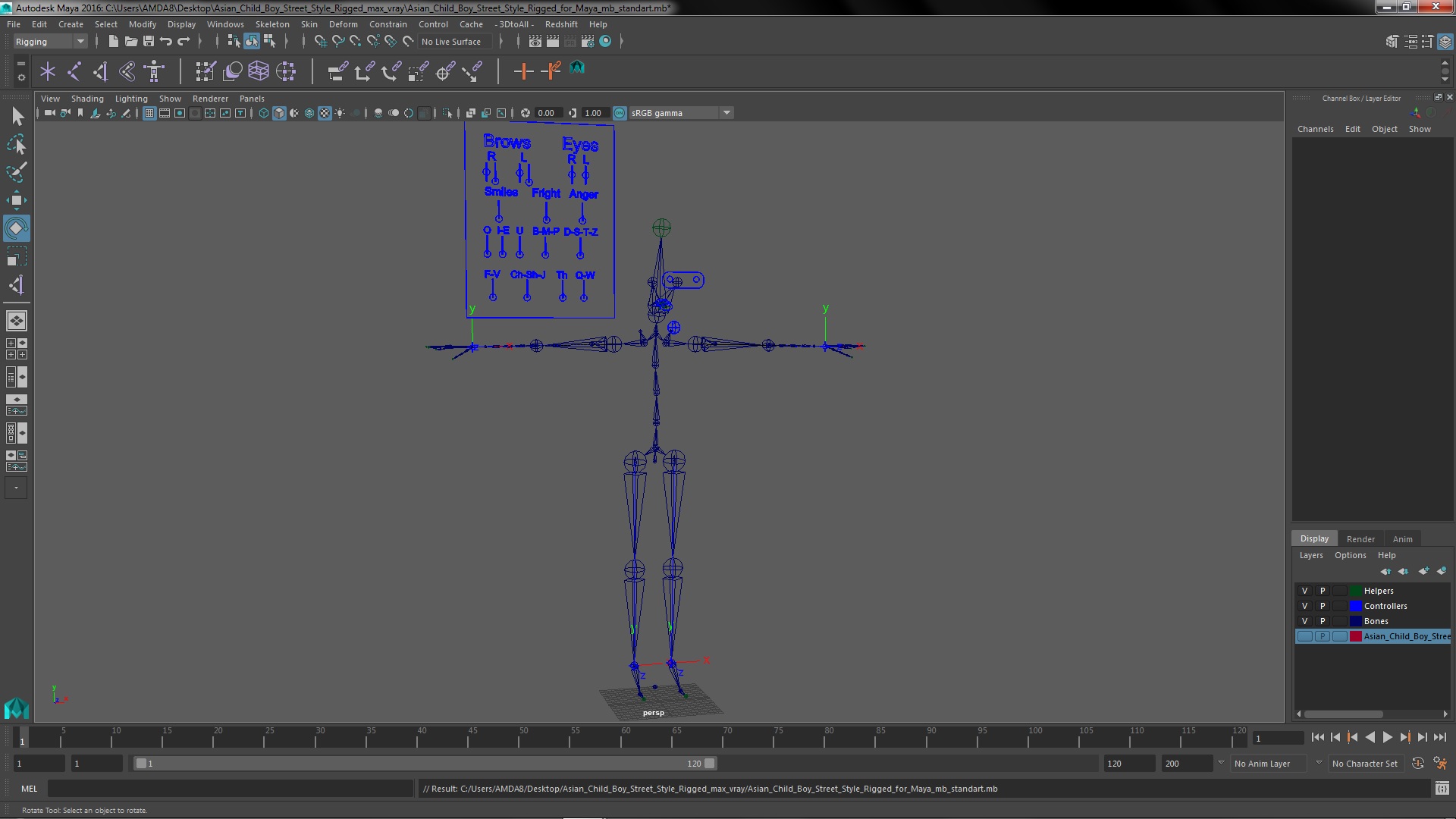 Asian Child Boy Street Style Rigged for Maya 3D model