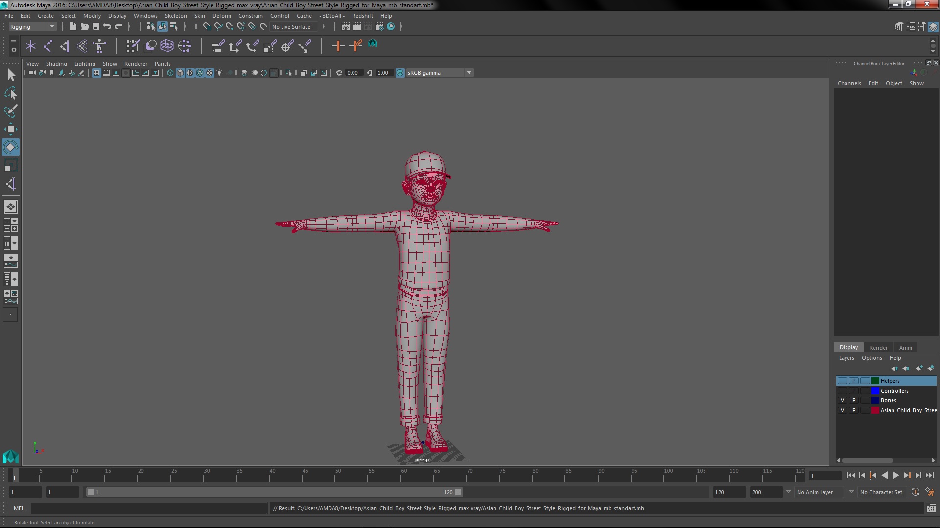 Asian Child Boy Street Style Rigged for Maya 3D model