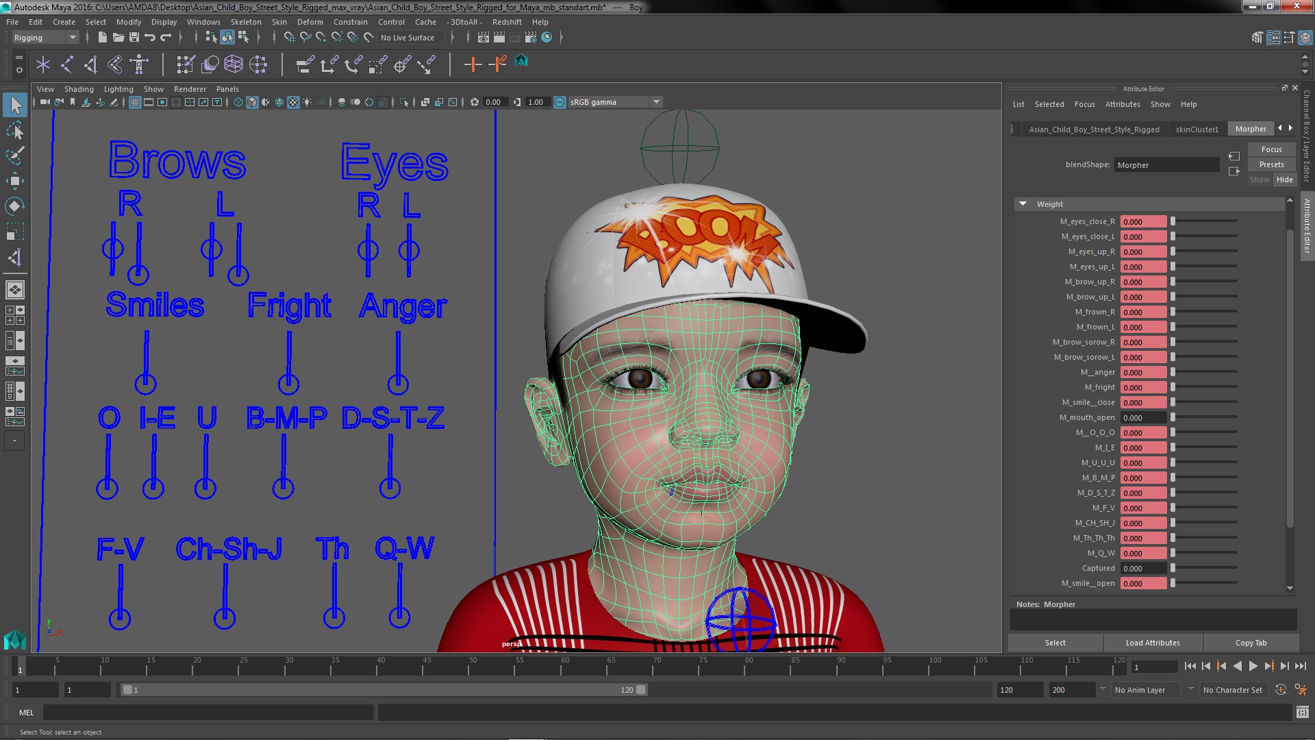 Asian Child Boy Street Style Rigged for Maya 3D model