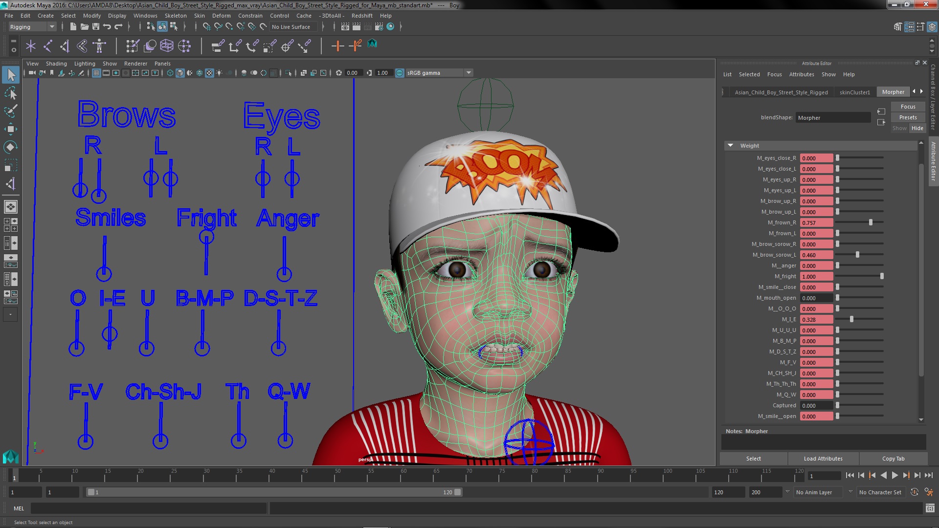 Asian Child Boy Street Style Rigged for Maya 3D model