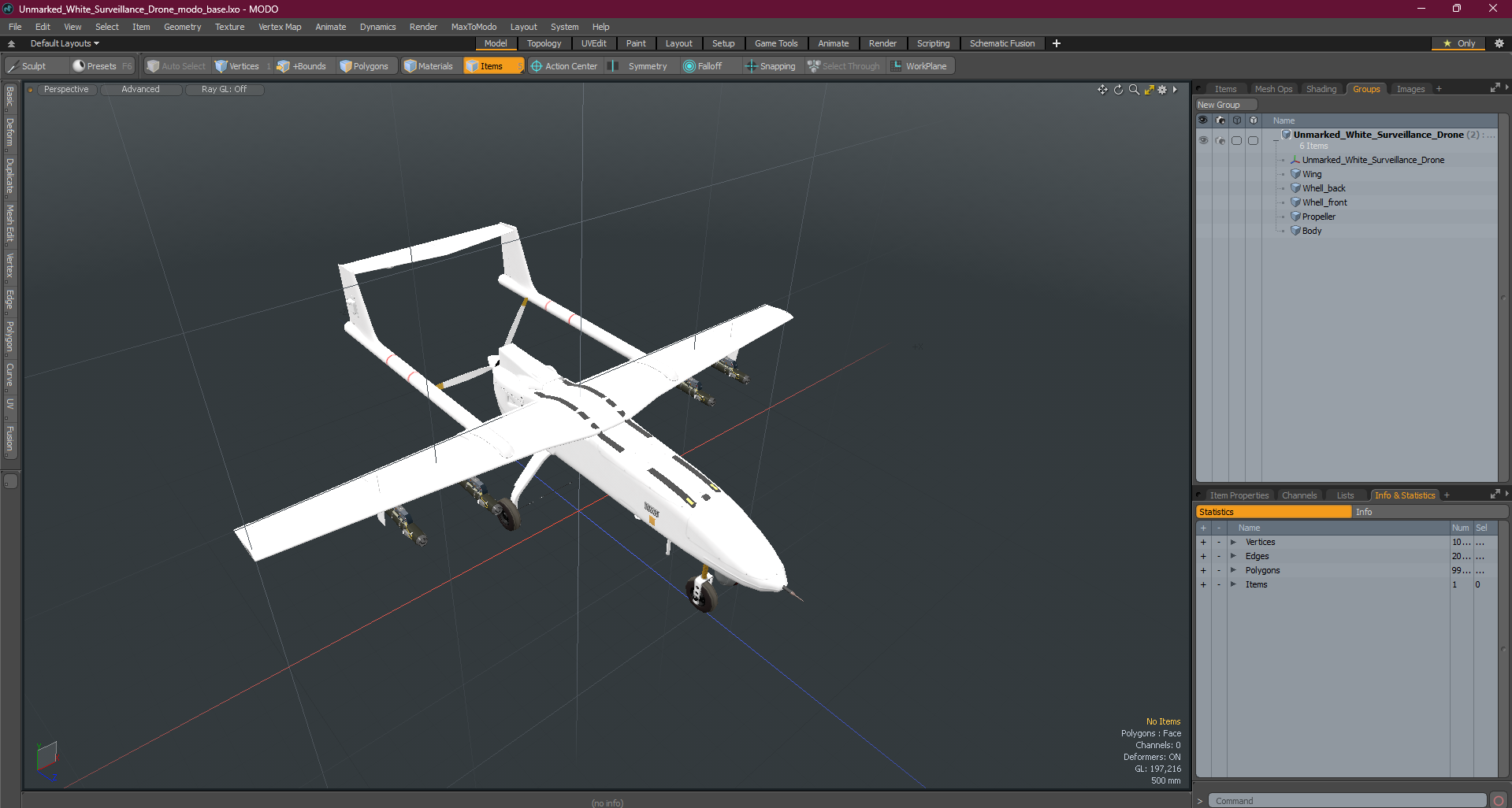 3D Unmarked White Surveillance Drone model