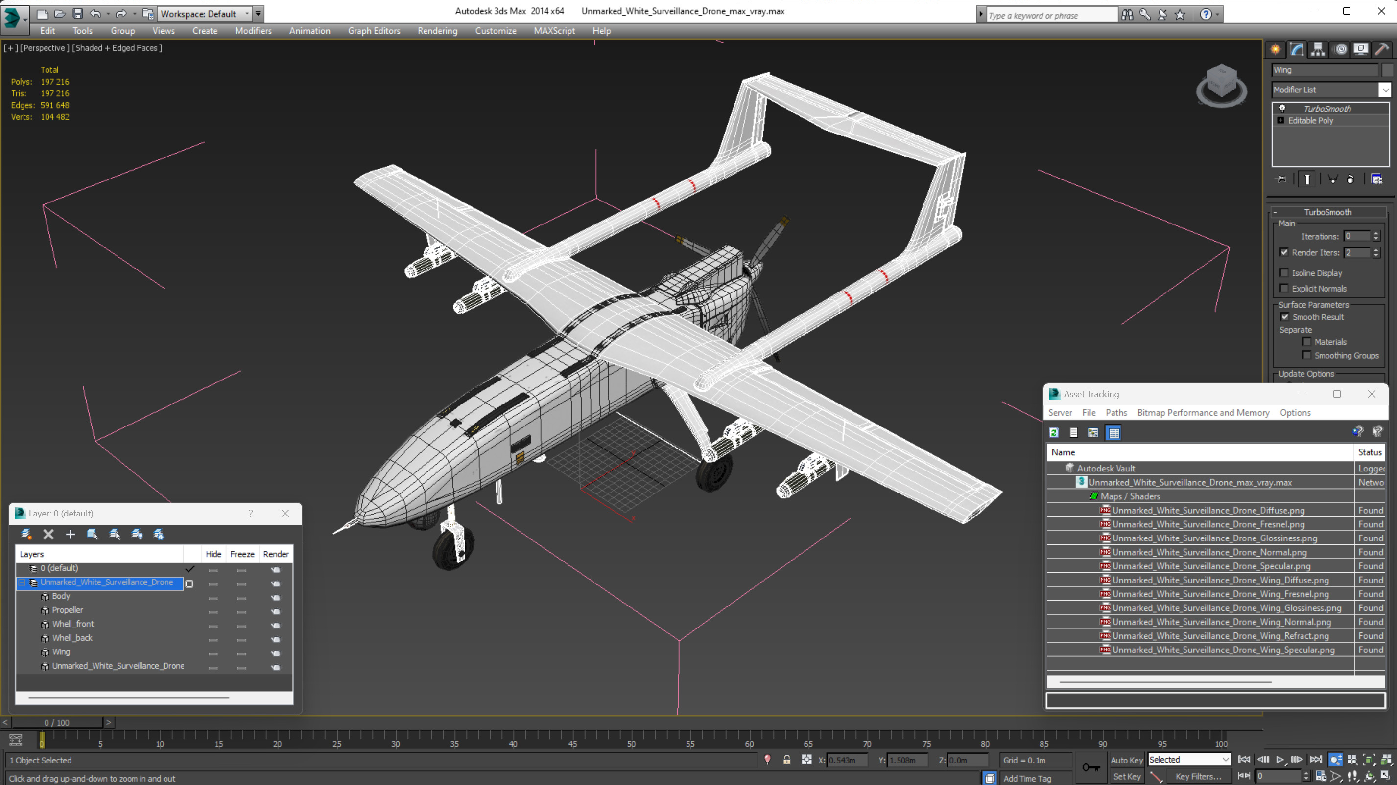 3D Unmarked White Surveillance Drone model