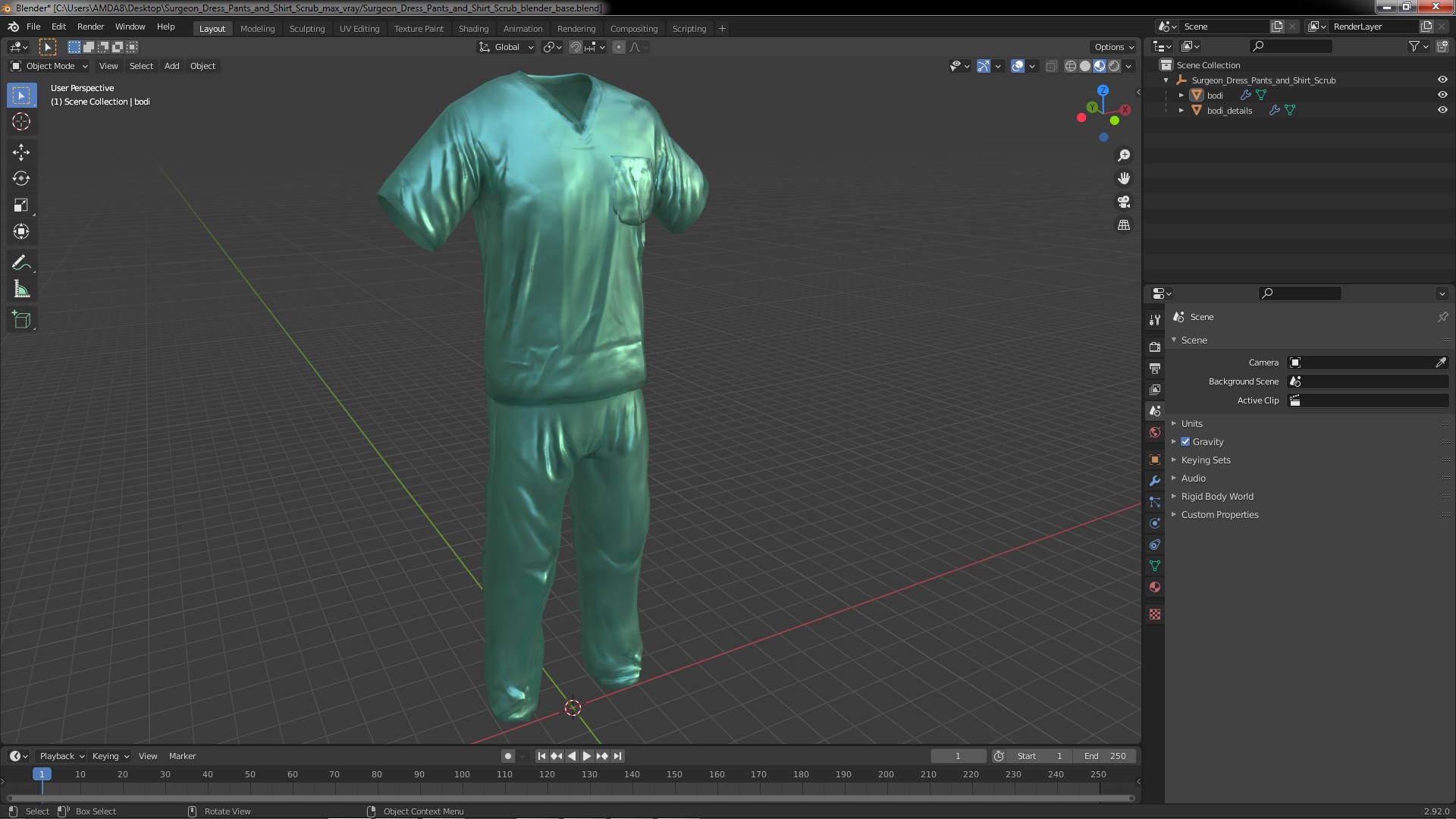 3D model Surgeon Dress Pants and Shirt Scrub